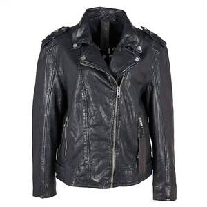 NEW MAURITIUS women's kim boyfriend fit leather jacket in black